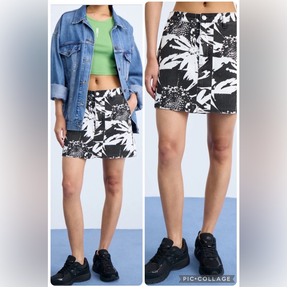 Magnified Flower Skirt | Black Multi
